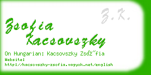 zsofia kacsovszky business card